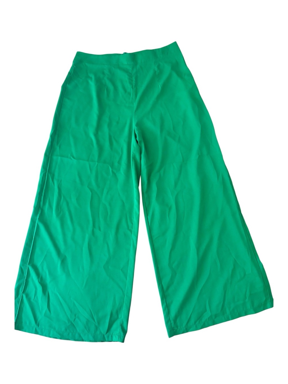 Joress Wide-Leg Emerald Green Palazzo Pant, Drapey Fluid, Size 12x NWOT